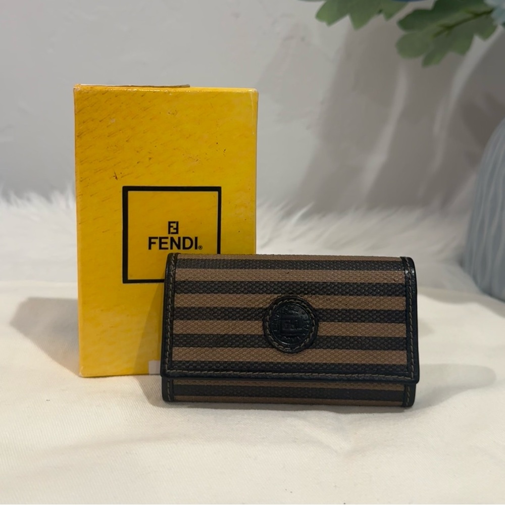 Fendi Pequin Stripe Coated Canvas 6 Ring Key